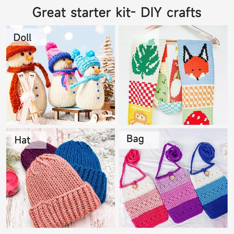 Crochet Kit for Beginners Adults, 18 Large Acrylic Yarn Skeins 1800 Yards Yarn, 105 count Crochet Kit with Hooks Yarn Set,Includes Canvas Tote Bag, Ideal Starter Pack for Kids Professionals