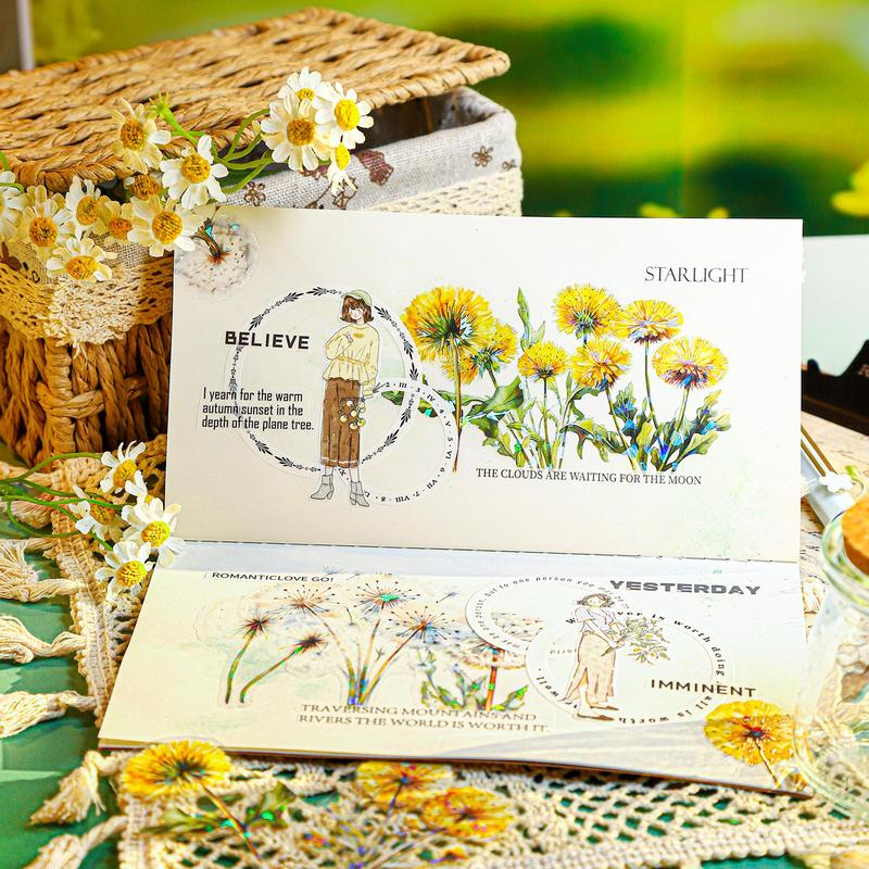 Dandelion Themed Sticker, 10 Sheets pack Scrapbooking & Stamping Sticker, DIY Decorative Sticker for Scrapbooking & Journal Making