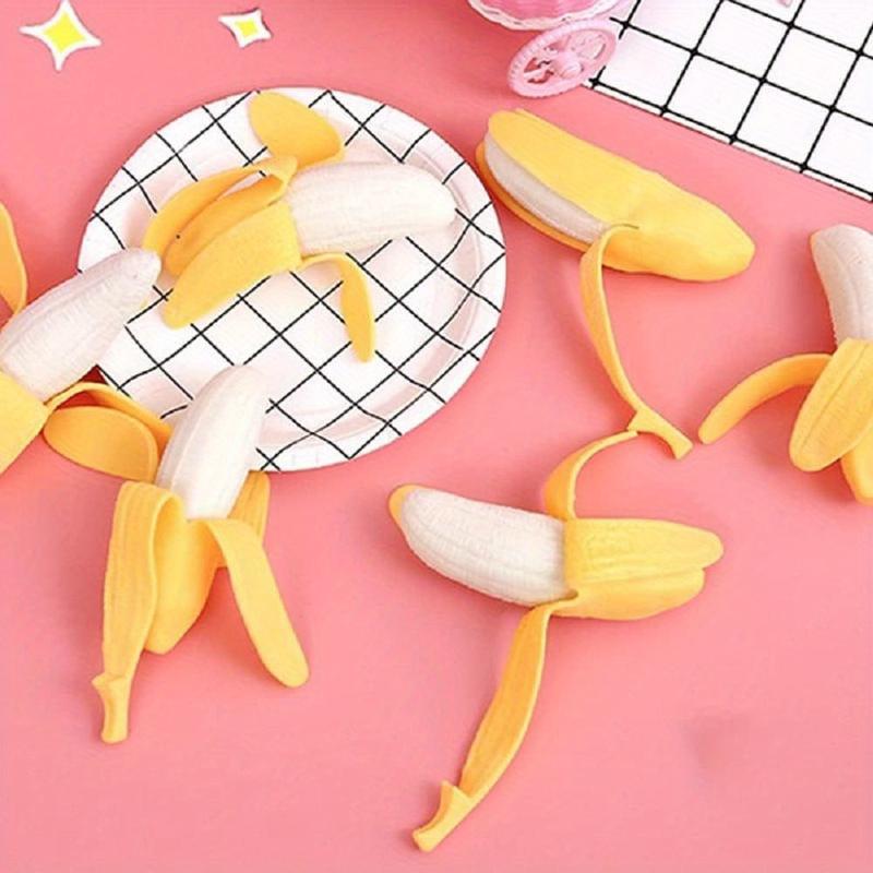 3pcs banana squeeze toy Fake Banana Elastic Fidget toy Novelty Stress Relief toy Funny Peel fake banana fruit stress relief toy