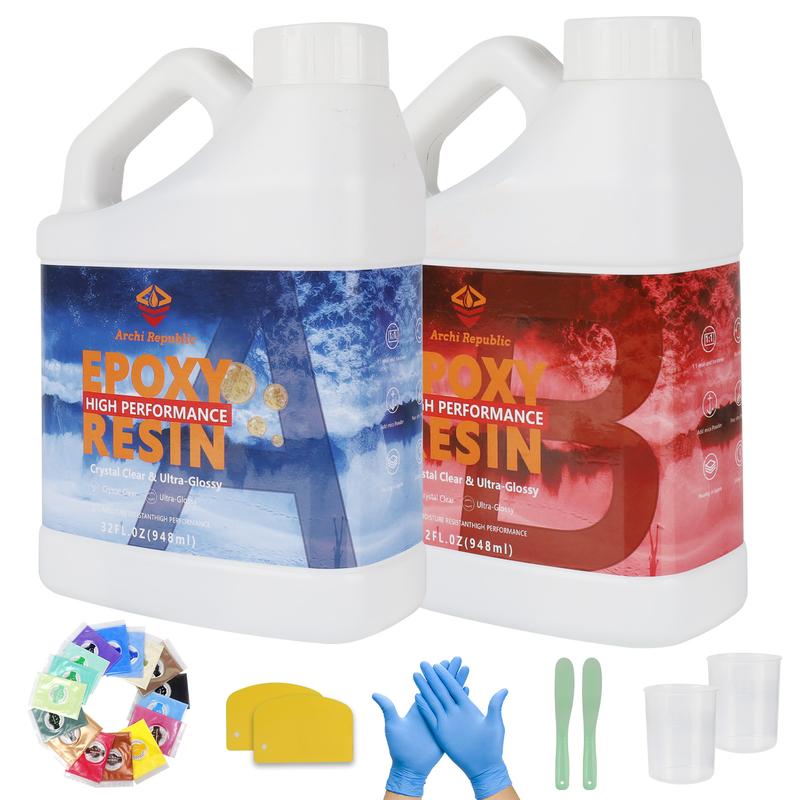 Archi Republic High Performance Epoxy Resins Crystal Clear Epoxy Resin Kit - Self-Leveling, High-Glossy, No Yellowing, No Bubbles Casting Resin Perfect for Crafts, Table Tops, DIY 1:1 Ratio