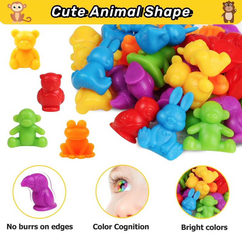 Counting Animals Toys, 1 Set Learning Games with Stacking Bowls, Preschool Fun Toy for Math Learning & Color Sorting, Creative Educational Sensory Toys, Christmas, Christmas Gift