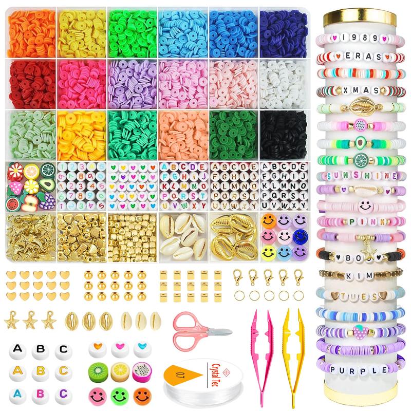 Stocking Stuffers for Kids Girls - 5300 Clay Beads Bracelet Making Kit,Arts and Crafts for Kids Ages 8-12,Christmas Crafts Games Toys for Birthday Gift,Stuff Supplies