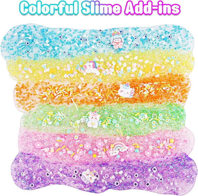 Crystal Clear Slime Kit for Kids, DIY Slime Making Kit with 36 Sets Add-ins, Rainbow Slime Bucket for Girls & Boys Ages 8-12, Slime Party Favors Birthday Easter Hallowmas Gift, 17 FL OZ Premade Slime