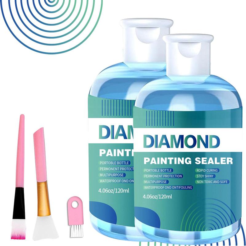 Paint in Diamond Sealer Kit, 120 240ml Paint in Diamond Sealers with 3 Brushes, Painting Sealers for Adults, DIY Paint in Diamond Accessories