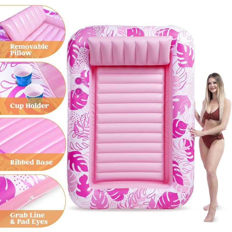  Sloosh-L XL Inflatable Tanning Pool Lounge Float With Cup Holder, 70