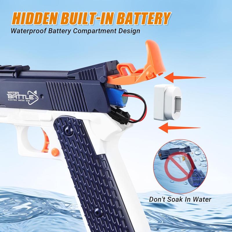 Blue electric water shooting toy, 32 feet ultra long range,500CC+60CC large capacity automatic function, water toy, suitable for adults and children summer swimming pool beach outdoor activities