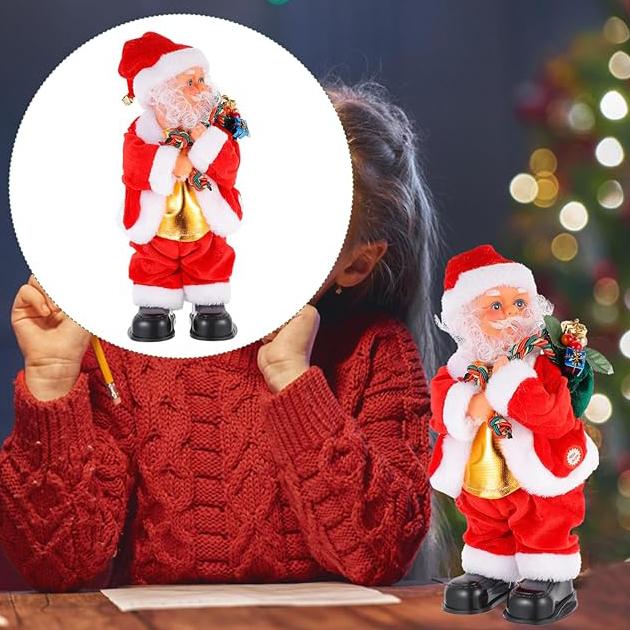 Santa Twerking Toy, Built-in Music, Gift, Desktop Decoration、Electric Santa Claus Toy with Shaking Belly and Feet,Singing Santa Ornaments