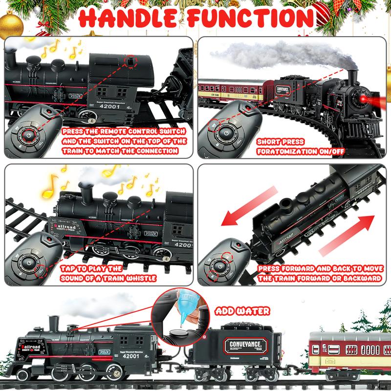 Christmas Train Set with Remote Control, Smoke, Lights and Sound for Kids - Ideal Christmas Toys Gift