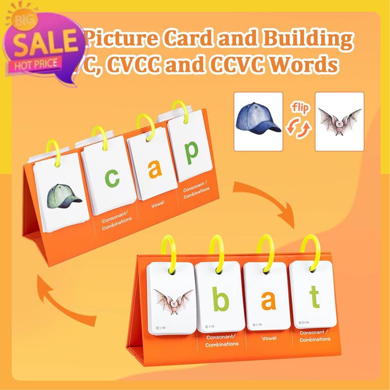 Phonics Flash Cards Learn to Read CVC Word Builder Games, Sight Words Games for Kindergarten Classroom Supplies, Preschool Phonics Learning Activity