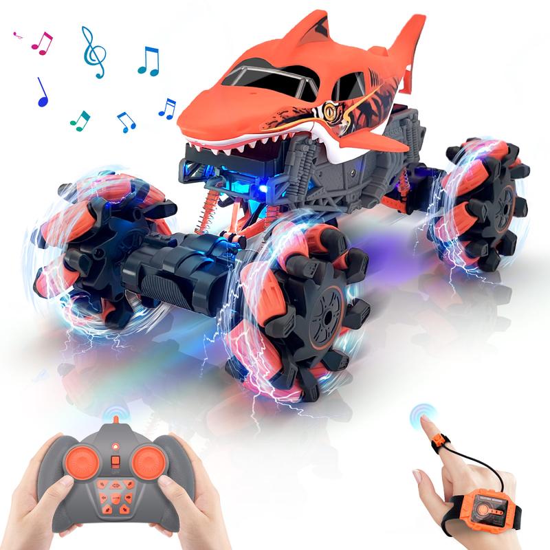 Remote Control Car,Shark Monster Truck with Gesture Sensor,1:16 30km h Off-Road Rc Cars - 360°Rotation All Terrain 2.4Ghz 4WD Truck Toy Gift for Girls,Boys 3-12 Years