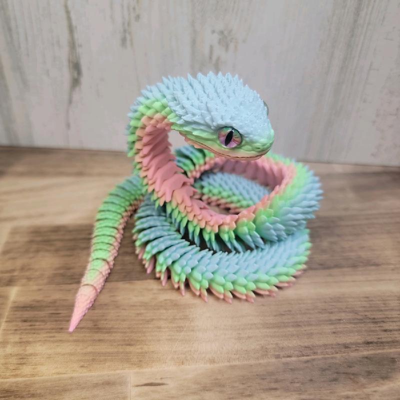 3D Printed Viper Snake- Articulated 3D Print - Toy Figurines - Authorized Seller - 3D Printed Collectibles