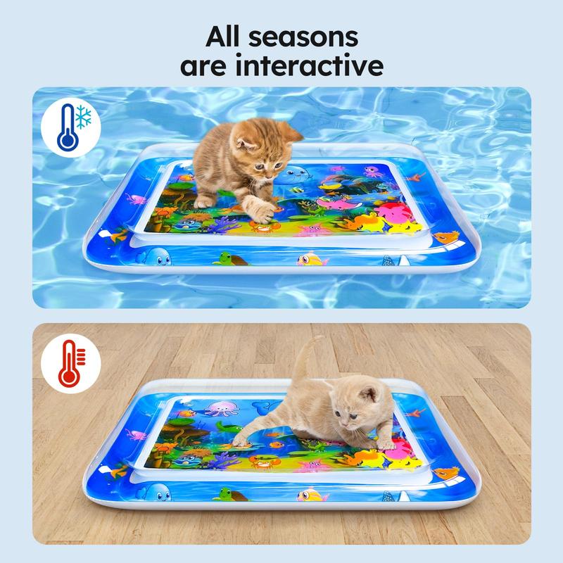 Sensor Water Playmat,Cat Toy,Kids Water Play Mat,Cat Play Mat,Cooling mat for Dogs,Water Sensory Pad Water Play,Water Sensory Playmat with Fish for Pet Play,Feel Cool Comfort