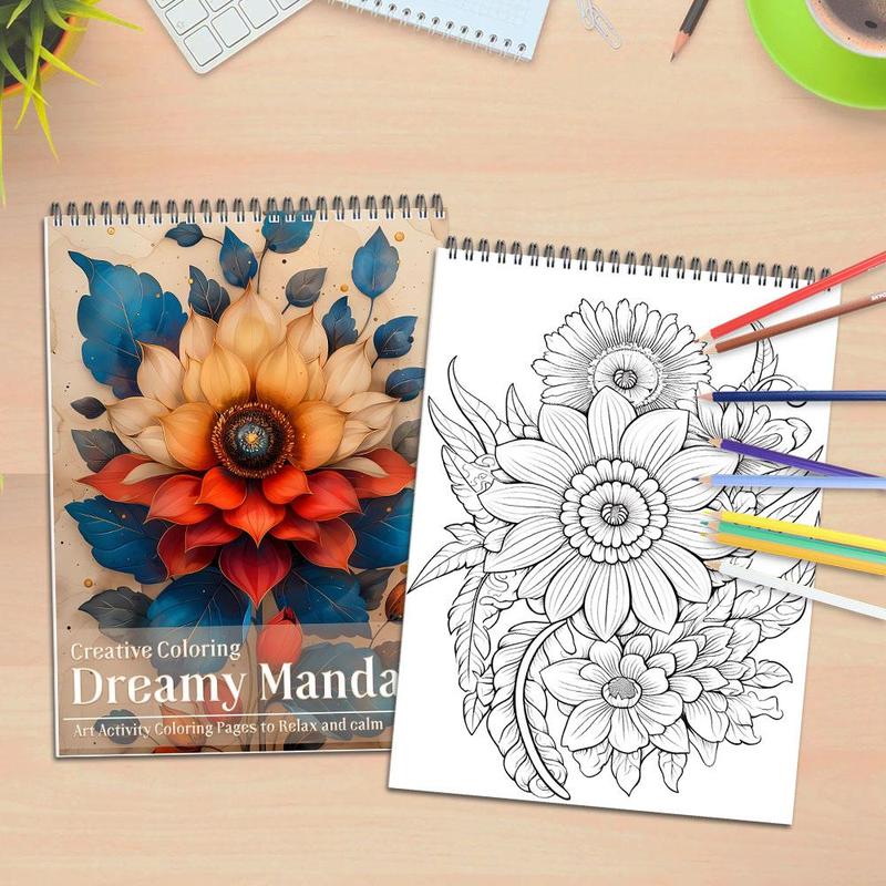 Flower Mandala Theme Coloring Painting, Flower Blooming Form, Beautiful Pattern, Christmas, Valentine's Day and Other Holiday Party Gifts