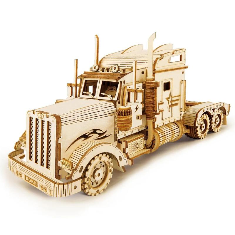 Robotime Rokr 3D Puzzle Movable Steam Train, Car, Best Jeep Assembly Toy Gift for Children & Adult Wooden Model Building Block Kits Birthday Gifts Christmas Gifts Halloween Gifts