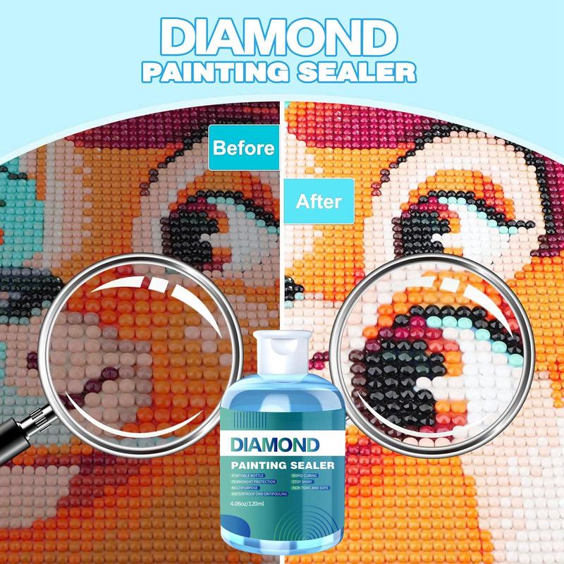 Paint in Diamond Sealer Kit, 120 240ml Paint in Diamond Sealers with 3 Brushes, Painting Sealers for Adults, DIY Paint in Diamond Accessories