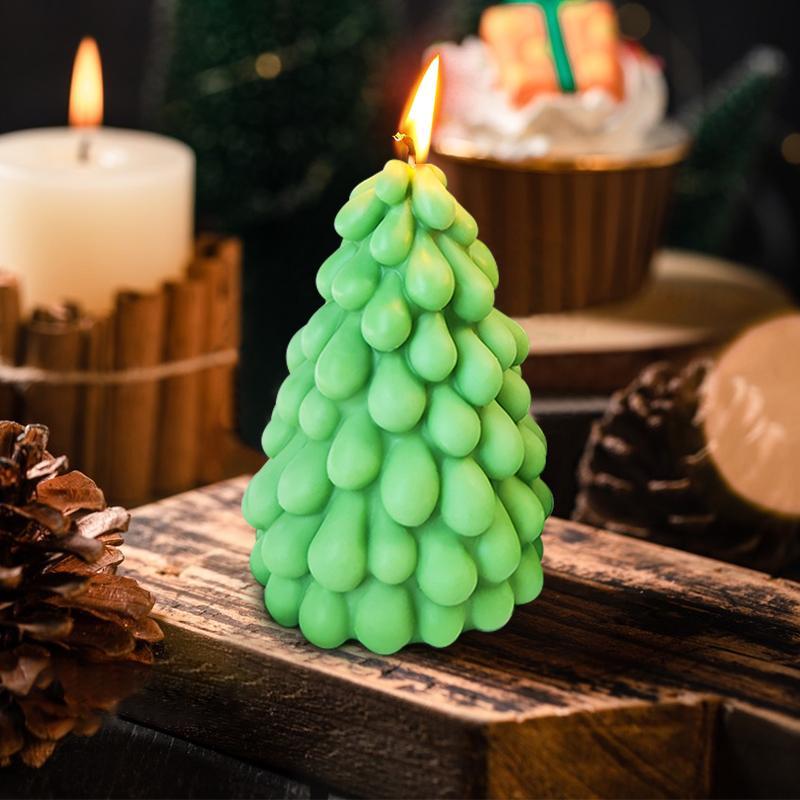 Christmas Tree Shaped Silicone Candle Mold, 1 Count DIY Geometric Rotating Pine Tree Candle Mold, DIY Candle Making Mold for Home Decor