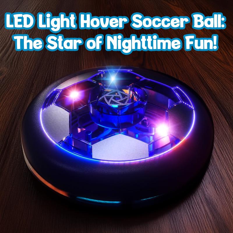 JoyX Rechargeable Air Hover Soccer Balls for Kids - Indoor Games with LED Lights & Foam Bumpers, 2 Pack, Black & Blue