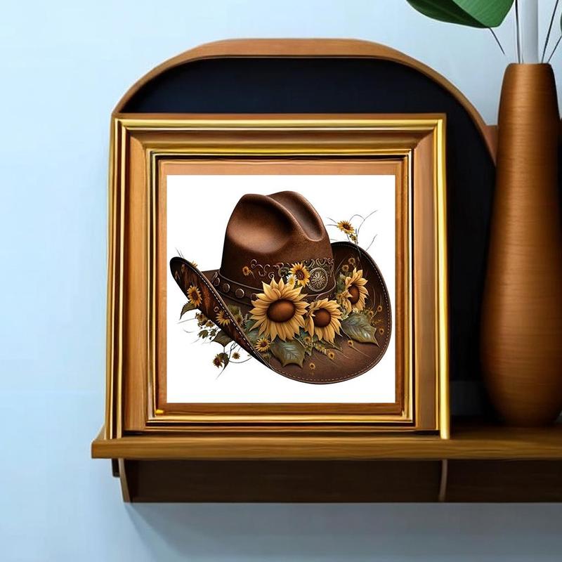 Sunflower & Hat Pattern DIY Diamond Arts Colorful Painting Kit Without Frame, DIY 5D Diamond Arts Colorful Painting Kit, Wall Art Decor