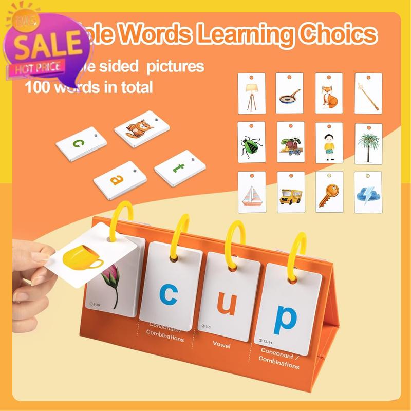 Phonics Flash Cards Learn to Read CVC Word Builder Games, Sight Words Games for Kindergarten Classroom Supplies, Preschool Phonics Learning Activity