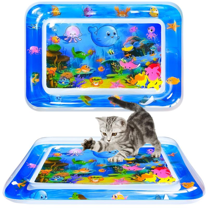 Sensor Water Playmat,Cat Toy,Kids Water Play Mat,Cat Play Mat,Cooling mat for Dogs,Water Sensory Pad Water Play,Water Sensory Playmat with Fish for Pet Play,Feel Cool Comfort