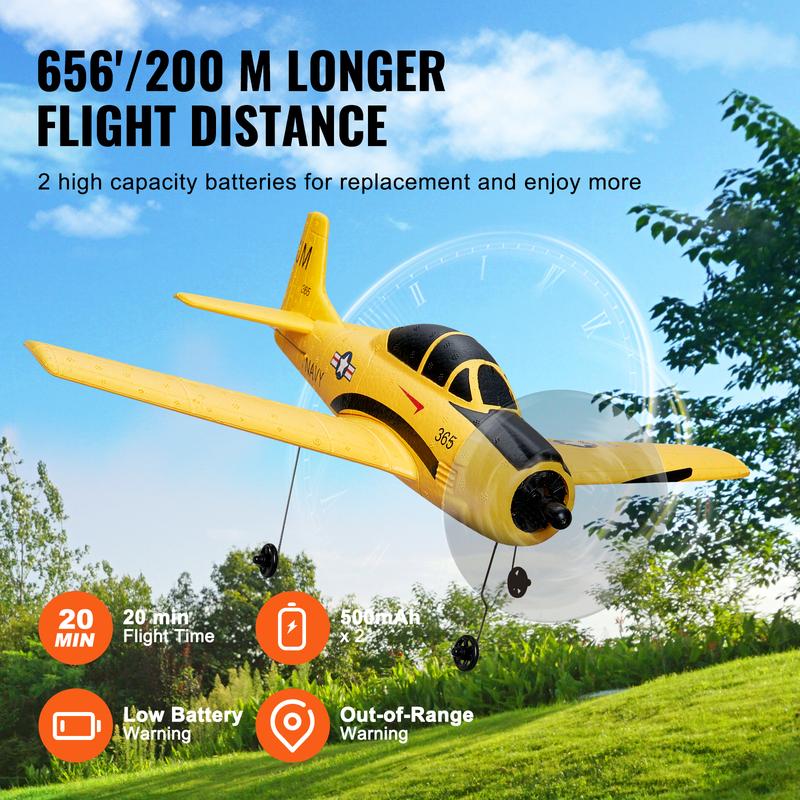 VEVOR RC Plane, 2.4GHZ 4 Channel Remote Control Airplane with 6-Axis Gyro Stabilizer, Ready to Fly Trainer Aircraft Plane Toy with 2 Batteries, Easy to Fly RC Glider for Adults Kids Beginners Boys