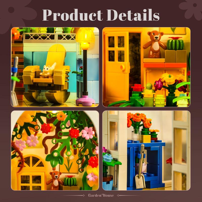 Garden House Building Blocks Set, Green House Building Set with LED LIGHT, Perfect Halloween Toys and Gifts for Fans and Kids (699 pcs)