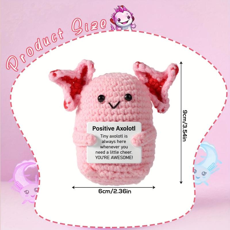 Cute Axolotl Crochet Kit, 2 Counts set Crochet Kit, Soft Emotional Support Mini Axolotl Crochet Toy, Uplifting Knitting Toy, Birthday Gift