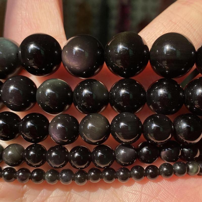 Natural Obsidian Bead, 1 Set Natural Stone Round Beads, DIY Jewelry Making Supplies For Bracelets Necklace Earrings