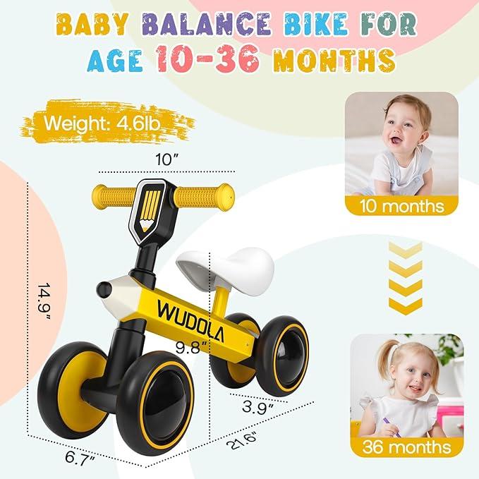 Baby Balance Bike for 10-36 Months, Silent & Soft Seat, Perfect First Bike for Boys & Girls, Ideal Birthday Gift for Toddlers