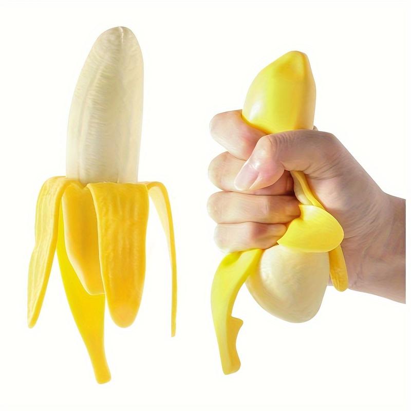 3pcs banana squeeze toy Fake Banana Elastic Fidget toy Novelty Stress Relief toy Funny Peel fake banana fruit stress relief toy