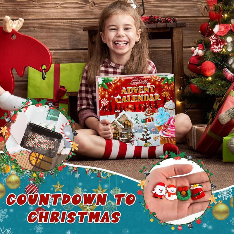 Christmas gift Slime Advent Calendar 2024 – 24 Days of Slime & Charms Surprises for Kids, Teens, and Toddlers | Christmas Countdown Gift