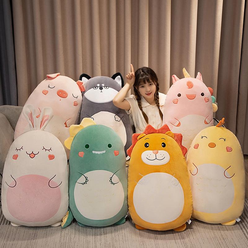 New Fat Kawaii Chicken Bear Rabbit Penguin Piggy Dinosaur Plush Pillow Toys Soft Stuffed Animal Doll Chair Cushion High Quality