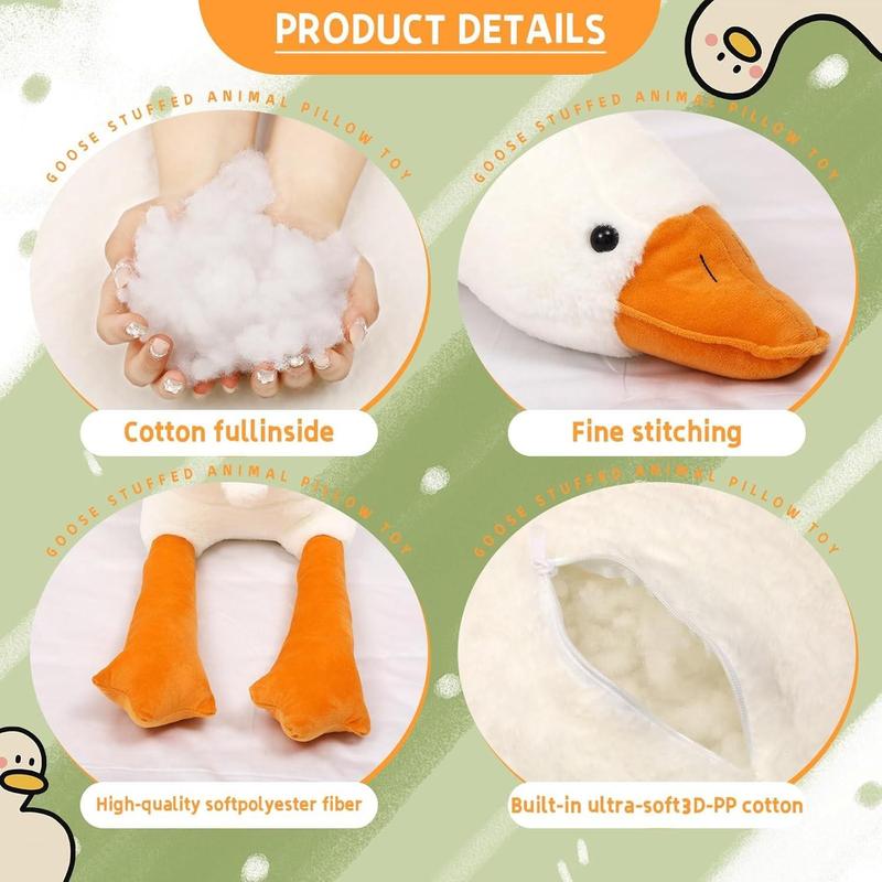 Cute Goose Design Plush Toy, Soft Stuffed Animal Plushie, Stuffed Toys for Adults, Lovely Pillow, Huggable Duck Plushie, Birthday Gifts, Decoration for Room, Halloween, Fall, Room Decor, Thanksgiving Christmas Gift Set, My First Addiction Toys