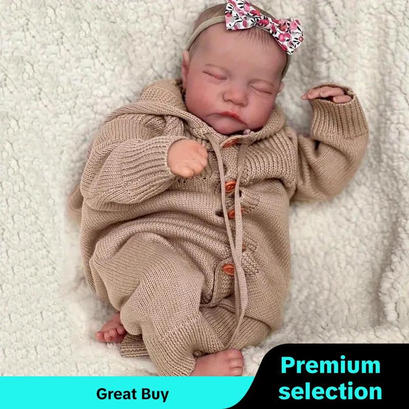 Realistic Reborn Sleeping Doll with Accessories Set, 19 Inch Alive Newborn Bebe Cute Bedtime Toy, Child Birthday Gift, Christmas Gift