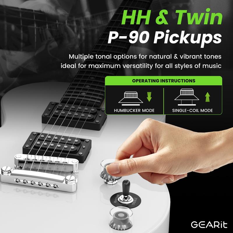 GEARit Valley Series 39” Electric Guitar Set w Amplifier, H-H Pickups with Coil Split, All-Inclusive Starter Kit