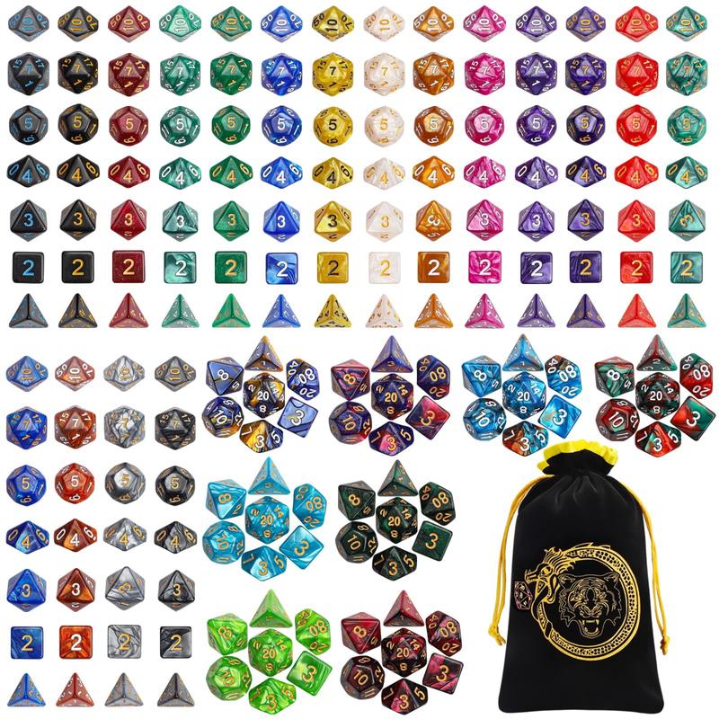 DND Dice Sets - 26 X 7 Polyhedral Dice (182count) with a Large Drawstring Bag Great for Dungeons and Dragons, Role Playing Table Game