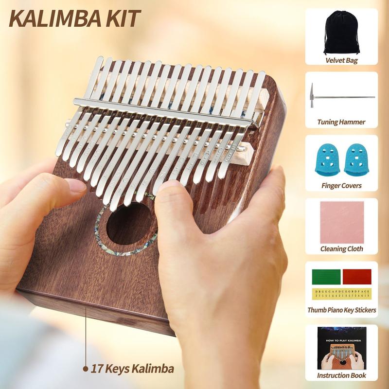 Kalimba Thumb Piano 17 Key Finger Piano (Kalimba-Brown)