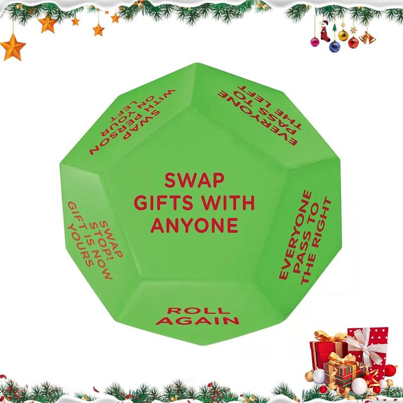 Christmas Gift Exchange Dice, 1 Count 12 Different Sides Gift Exchange Game, Party Game Dice for Family Party, Party Activities