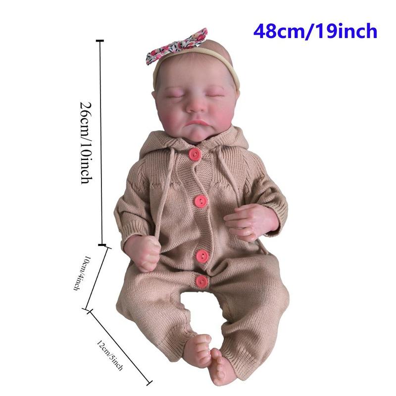 Realistic Reborn Sleeping Doll with Accessories Set, 19 Inch Alive Newborn Bebe Cute Bedtime Toy, Child Birthday Gift, Christmas Gift