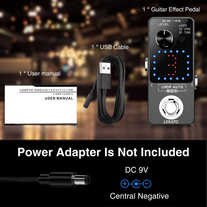 LEKATO Looper Electric Guitar Bass Effect Pedal Loop Auto,3 Loops 18 Minutes Record Time, USB Cable, with SYNC & Tuner Function Loop Station Pedal, Music Lover Beginner Musician Boy Girl Friend Gift