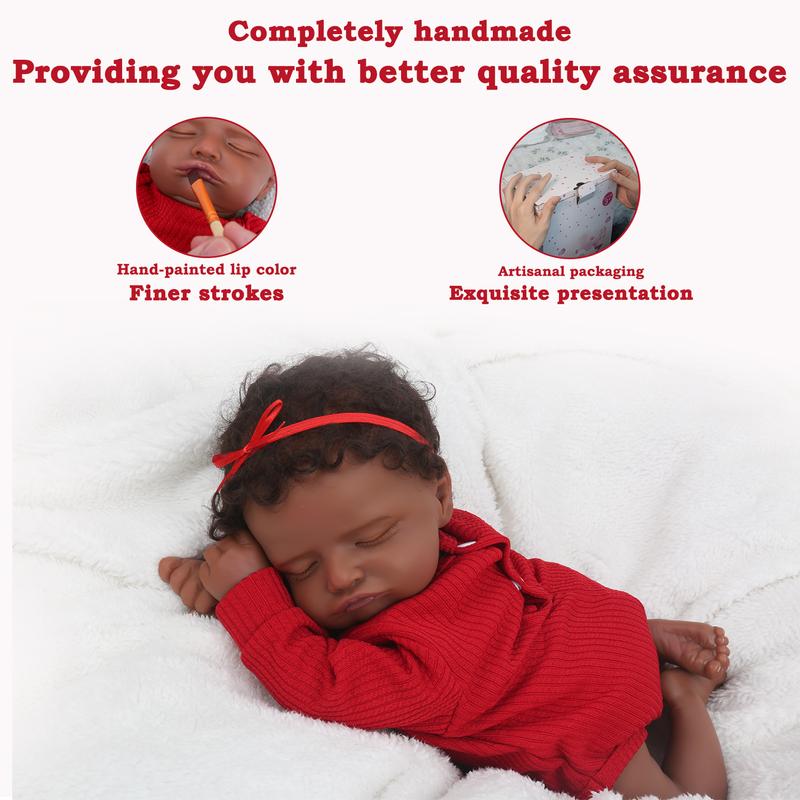 Wooroy Reborn Baby Doll - Black Friday, Christmas Gift, Birthday Gift, Girl Gift, Gift Ideas, Brown Skin Doll - 20 inches Cute Sleeping Baby Doll Rosalie with African American Skin, Black skin, Cloth Body, Gifts for Kids 3+