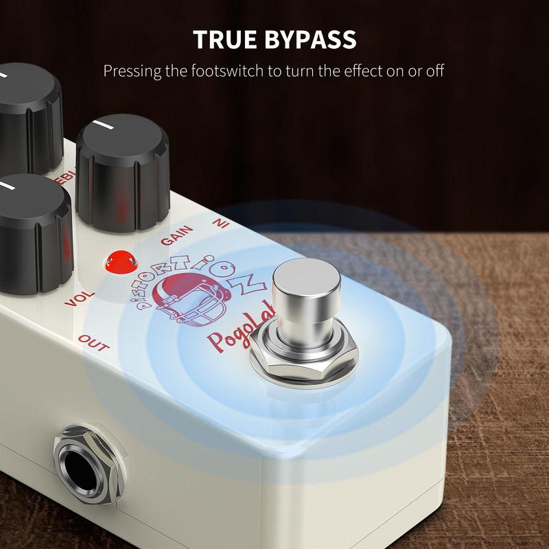 POGOLAB Distortion Guitar Pedal, Mini Analog Distortion Pedal, Two-brand EQ, Mid & Treble, True Bypass DC 9V for Electric Guitar