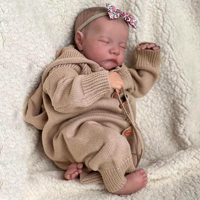 Realistic Reborn Sleeping Doll with Accessories Set, 19 Inch Alive Newborn Bebe Cute Bedtime Toy, Child Birthday Gift, Christmas Gift