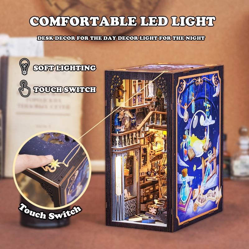 DIY Dollhouse Booknook Bookshelf Insert Decor Alley with LED Light - CUTEBEE Wood DIY Package