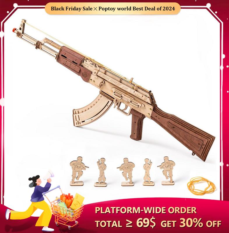 Rowood 3D Puzzles for Adults & Teens,AK 47 Rubber Band Blaster, DIY Wooden Puzzles Wooden Model Building Kit Creative Toy Wooden Kits Assembly Puzzles, Best Choice for Birthday Gifts Christmas Gifts Halloween Gifts