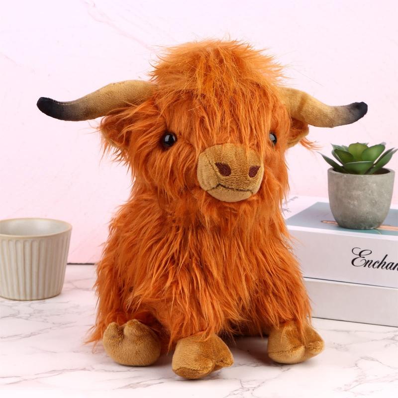 Summer Highland Cow Plush Toy, Simulation Stuffed Toy, Fluffy Toy, Animals Decoration Toy, Cute Stocking Stuffers, Home Decorative Ornament Toy, Best Gifts, Birthday Gift