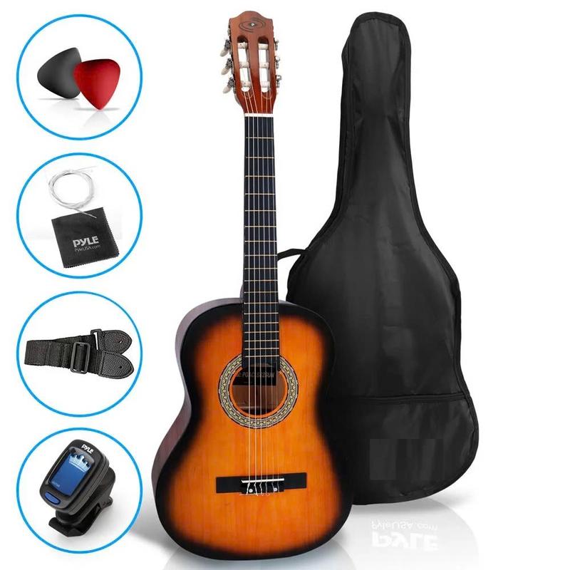 Acoustic Guitar Kit, 3 4 Junior Size Instrument for Beginner Kids, Adults, 36” Sun Burst Matte - YOUTH MUSIC