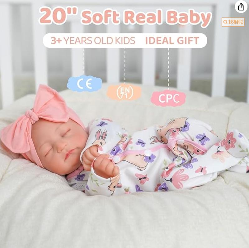 BABESIDE Reborn Baby Dolls Connie - 20 inch Soft Vinyl Realistic-Adorable Baby Doll Real Life Baby Dolls with Complete Accessories Perfect for Cuddling, Playtime, and Gift Giving