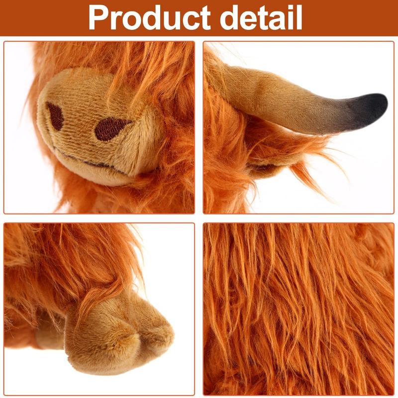 Summer Highland Cow Plush Toy, Simulation Stuffed Toy, Fluffy Toy, Animals Decoration Toy, Cute Stocking Stuffers, Home Decorative Ornament Toy, Best Gifts, Birthday Gift