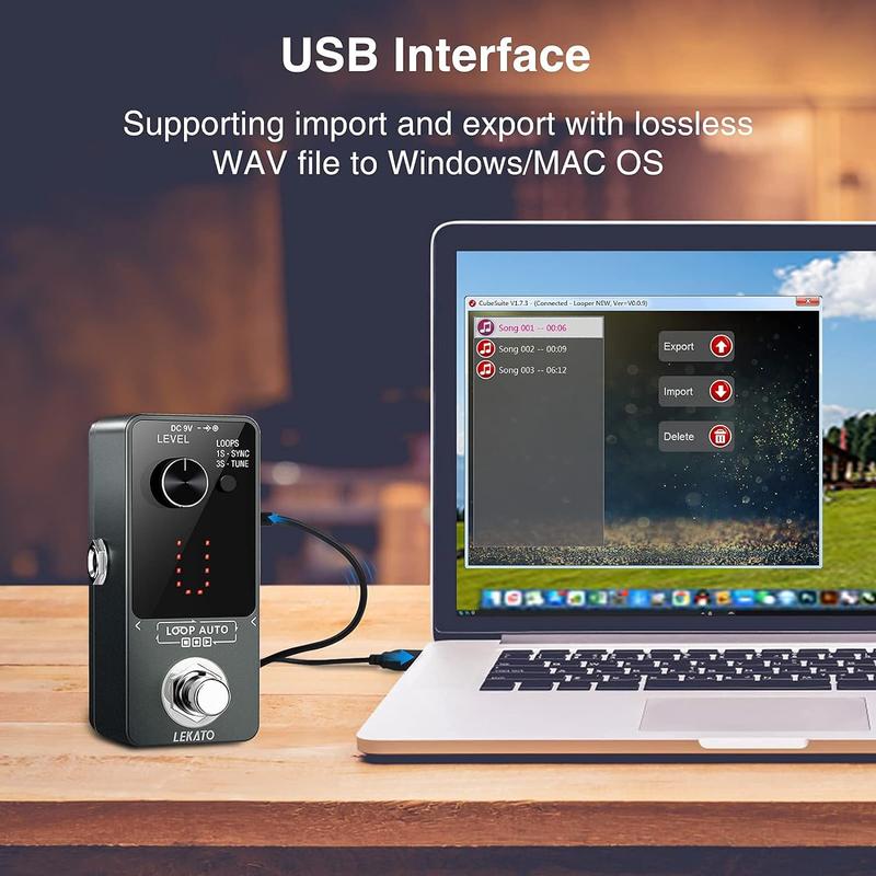 LEKATO Looper Electric Guitar Bass Effect Pedal Loop Auto,3 Loops 18 Minutes Record Time, USB Cable, with SYNC & Tuner Function Loop Station Pedal, Music Lover Beginner Musician Boy Girl Friend Gift
